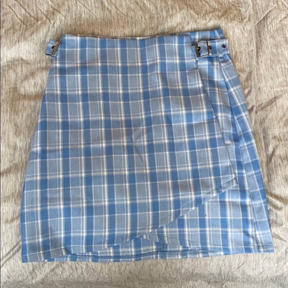 Blue plaid skirt